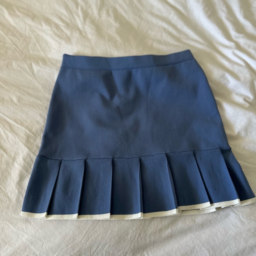 Sincerly Jules Blue Mini Skater Skirt with Pleats for Work